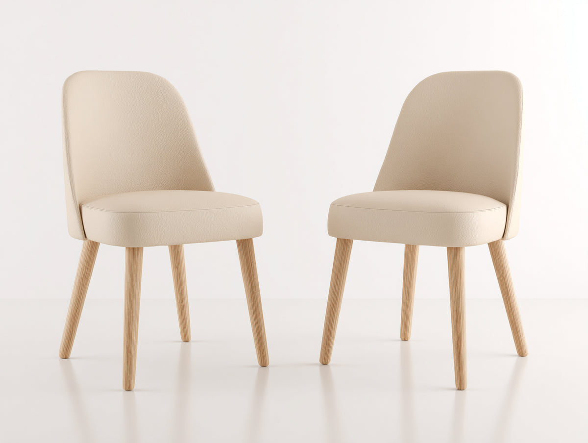Esszimmerstühle mit Kunstlederbezug 54 x 57 x 85 cm - Creme Natur - modernes Polsterdesign mit hoher Rückenlehne