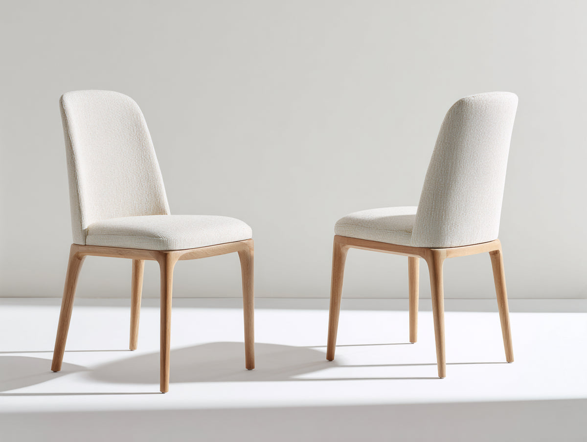 Esszimmerstühle mit Stoffbezug 52 x 56 x 88 cm - Creme Natur - modernes Polsterdesign mit hoher geschwungener Rückenlehne