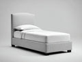 Einzelbett mit Stoffbezug 200 x 100 x 110 cm - Hellgrau-Schwarz - Gepolstertes Kopfteil mit leicht geschwungener Oberkante