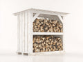 Kaminholzregal Holz 150 x 70 x 160 cm - Weiß - Überdachtes Design mit 2 Lagerebenen