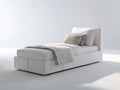 Einzelbett gepolstert Kunstleder 210 x 105 x 100 cm - Weiß - Modernes Design mit schlichtem Kopfteil