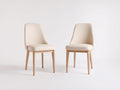 Esszimmerstühle 2er Set mit Polsterbezug 50x55x88 cm - Beige-Naturholz - Hohe Rückenlehne im modernen Design