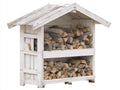 Kaminholzregal Holz 120 x 60 x 150 cm - Weiß - Überdachtes Design mit 2 Lagerebenen