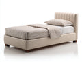 Einzelbett gepolstert Kunstleder 210 x 105 x 110 cm - Beige Dunkelbraun - Modernes Design mit Steppkopfteil