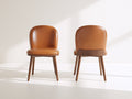 Esszimmerstühle 2er Set mit Bezug in Lederoptik 50x55x84 cm - Cognac-Dunkelbraun - Gepolsterte Sitzfläche im modernen Design