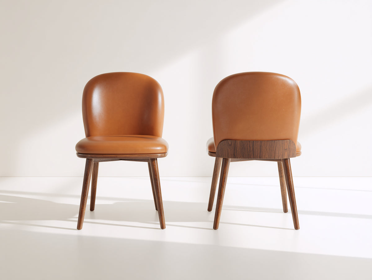 Esszimmerstühle 2er Set mit Bezug in Lederoptik 50x55x84 cm - Cognac-Dunkelbraun - Gepolsterte Sitzfläche im modernen Design